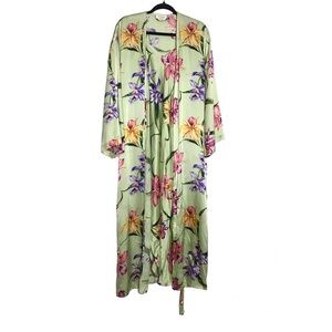 Vintage Victoria’s Secret Gold Label Floral Silk Robe MIDI Nightgown Set Small